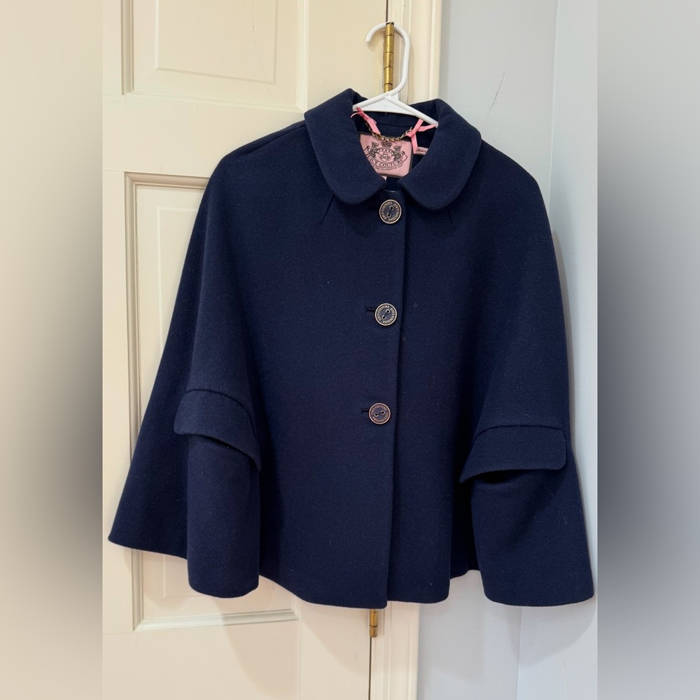 Juicy Couture size medium lined blue women’s cloak / half cape
